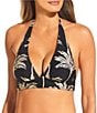 Gibson & Latimer West Palms Banded Triangle Halter Swim Top, Color:Black - Image 1