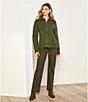 Gibson & Latimer Wool Blend Knit Mock Quarter Zip Dropped Long Wide Sleeve Pullover Sweater, Color:Deep Moss - Image 5