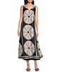 Gibson & Latimer Woven Fan Print V-Neck Sleeveless A-Line Flounce Maxi Dress, Color:Black/Pebble - Image 1