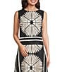 Gibson & Latimer Gibson & Latimer Woven Geometric Fan Print Cropped Crew Neck Sleeveless Coordinating Top, Color:Black/Pebble - Image 1