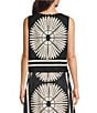 Gibson & Latimer Gibson & Latimer Woven Geometric Fan Print Cropped Crew Neck Sleeveless Coordinating Top, Color:Black/Pebble - Image 2