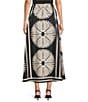 Gibson & Latimer Woven Geometric Fan Print Mid Rise A-Line Flounce Midi Coordinating Skirt, Color:Black/Pebble - Image 2