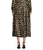 Gibson & Latimer Woven Metallic Ogee Print High Rise Drop Waist A-Line Flounce Midi Coordinating Skirt, Color:Black/Gold - Image 2