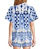 Gibson & Latimer Woven Mixed Print Collar Short Sleeve Button Front Coordinating Shirt - Image 2