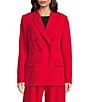 Gibson & Latimer Woven Notch Lapel Long Sleeve Double Breasted Coordinating Blazer, Color:Red - Image 2