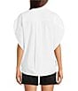 Gibson & Latimer Woven Point Collar Cap Dolman Sleeve Circle Button Front Shirt, Color:White - Image 2