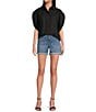 Gibson & Latimer Woven Point Collar Cap Dolman Sleeve Circle Button Front Shirt, Color:Black - Image 3