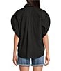 Gibson & Latimer Woven Point Collar Cap Dolman Sleeve Circle Button Front Shirt, Color:Black - Image 2