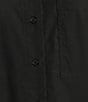 Gibson & Latimer Woven Point Collar Cap Dolman Sleeve Circle Button Front Shirt, Color:Black - Image 4