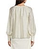 Gibson & Latimer Woven Ruched Crew Neck Long Bubble Sleeve Blouse, Color:Ivory - Image 2