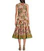 Gibson & Latimer Woven Voile Floral Print Surplice V-Neck Sleeveless Tie Waist Wrap Midi Dress, Color:Soft Pink - Image 2
