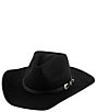 Gigi Pip Dean Rancher Leather Buckle Band Wool Cowboy Hat, Color:Black - Image 1