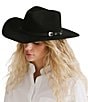 Gigi Pip Dean Rancher Leather Buckle Band Wool Cowboy Hat, Color:Black - Image 2
