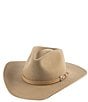 Gigi Pip Dean Rancher Leather Buckle Band Wool Cowboy Hat, Color:Tan - Image 1