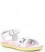 Color:Shiny Pink - Image 1 - Girls' Sun-San Sweetheart Water Friendly Leather Sandals (Youth)