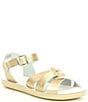 Color:Gold - Image 1 - Girls' Sun-San Sandal by Hoy Swimmer Water-Friendly Leather Sandals (Toddler)