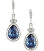 Color:Silver/Blue - Image 1 - Blue Stone Crystal Drop Earrings