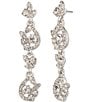 Color:Silver - Image 1 - Cluster Crystal Linear Earrings