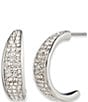 Color:Silver - Image 1 - Crystal 20mm Pave C Hoop Earrings