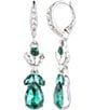 Givenchy Crystal Double Drop Earrings, Color:Silver/Green - Image 1