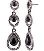 Givenchy Crystal Linear Earrings, Color:Jet - Image 1