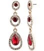 Givenchy Crystal Linear Earrings, Color:Red Cherry - Image 1