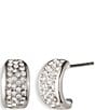 Color:Silver - Image 1 - Crystal Pave Huggie Hoop Earrings