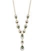 Givenchy Gold Tone Crystal Y Necklace - Image 1