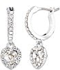Givenchy Heart Drop Hoop Earrings, Color:Silver/Crystal - Image 1