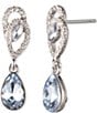 Color:Silver - Image 1 - Silver Sapphire Crystal Small Drop Earrings