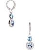 Color:Blue - Image 1 - Silver Tone Blue Crystal Drop Earrings