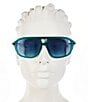Givenchy Unisex GV One 55mm Aviator Sunglasses, Color:Shiny Opaline Emerald/Blue Azure - Image 2
