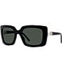 Color:Shiny Black - Image 1 - Women's Pearl 55mm Rectangle Sunglasses