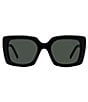 Color:Shiny Black - Image 2 - Women's Pearl 55mm Rectangle Sunglasses