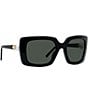 Color:Shiny Black - Image 6 - Women's Pearl 55mm Rectangle Sunglasses