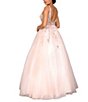 Color:Pink - Image 2 - Beaded Floral Applique Mesh Tulle Ballgown