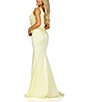 Color:Yellow - Image 2 - One Shoulder Front Slit Side Ruched Beaded Long Dress