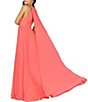 Color:Coral - Image 2 - Sleeveless Beaded Halter-Neck Slit Hem Pleated Ball Gown