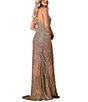 Color:Silver/Nude - Image 2 - Sleeveless Illusion-Neck Beaded Ballgown