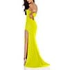 Color:Lemon - Image 2 - Strapless Embellished Fringe Side Slit Gown