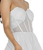 Color:Ivory - Image 3 - Strapless Illusion Mesh Corset Tulle Midi Dress
