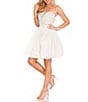 Color:Ivory - Image 1 - Strapless Pattern Sequin Tulle Skirt Fit-And-Flare Dress