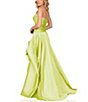Color:Lime - Image 2 - Strapless Ruched Bodice Taffeta Ruffle High-Low Ball Gown