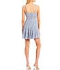 Color:Dusty Blue - Image 2 - Glitter Lace Scallop Edge Fit-And-Flare Dress