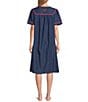Color:Butterflies - Image 2 - Embroidered Butterfly Denim Short Sleeve Snap-Front Patio Dress