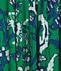 Color:Green Blue Floral - Image 3 - Floral Print Short Sleeve V-Neck Zip-Front Patio Dress