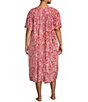 Color:Pink Paisley - Image 2 - Plus Size Pink Paisley V-Neck Short Sleeve Tassel Zip Front Crinkled Patio Dress