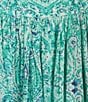 Color:Teal Tile - Image 3 - Plus Size Tile Print V-Neck Short Sleeve Zip-Front Crinkle Patio Dress