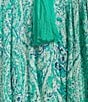Color:Teal Tile - Image 3 - Tile Print V-Neck Short Sleeve Zip-Front Crinkle Patio Dress