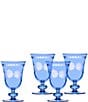 Color:Blue - Image 1 - Belle Fleur Goblet Glasses, Set of 4, 9 oz.